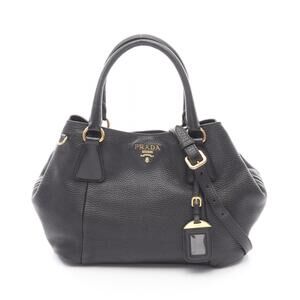 PRADA Vitello Dino Leather Handbag Black
